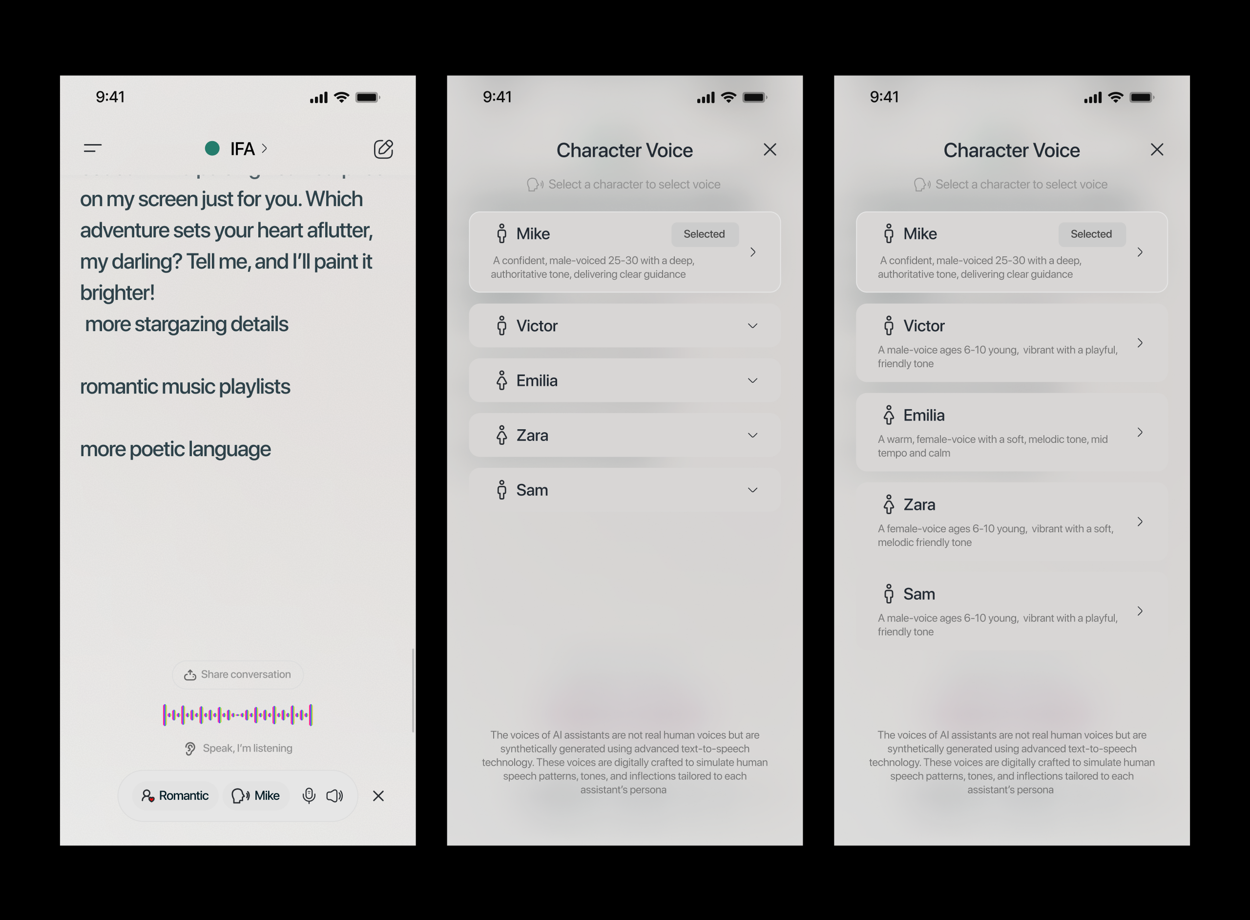 The Voice Select Flow - Character Voice Selection